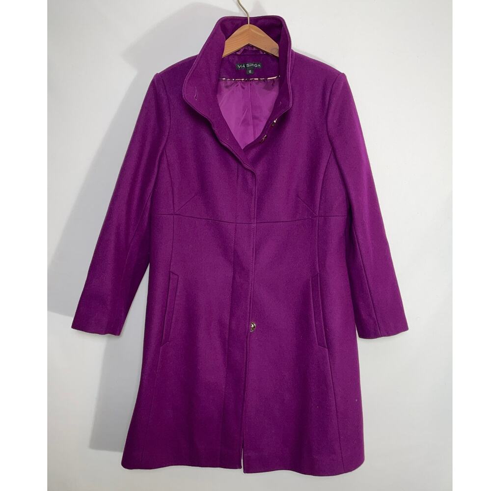 Via Spiga Magenta Wool Blend Coat - Women's Size 12 - Simply Fabulous!